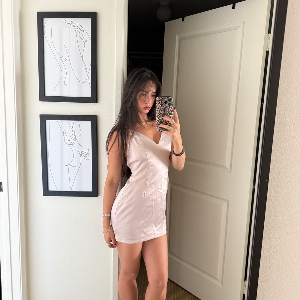 Elegant Pink Satin Mini Dress